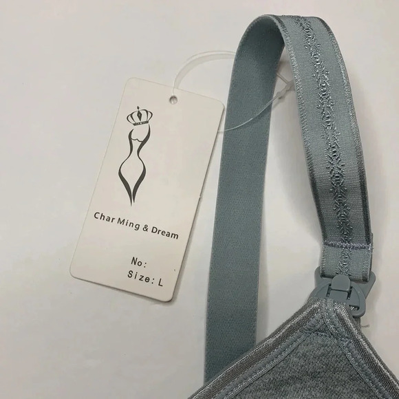 Heather Grey Nursing Maternity Bra Removable Pads Large - Picture 3 of 8